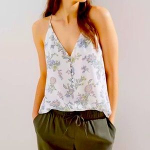 Floral LOFT tank top with buttons on front. Size Large
